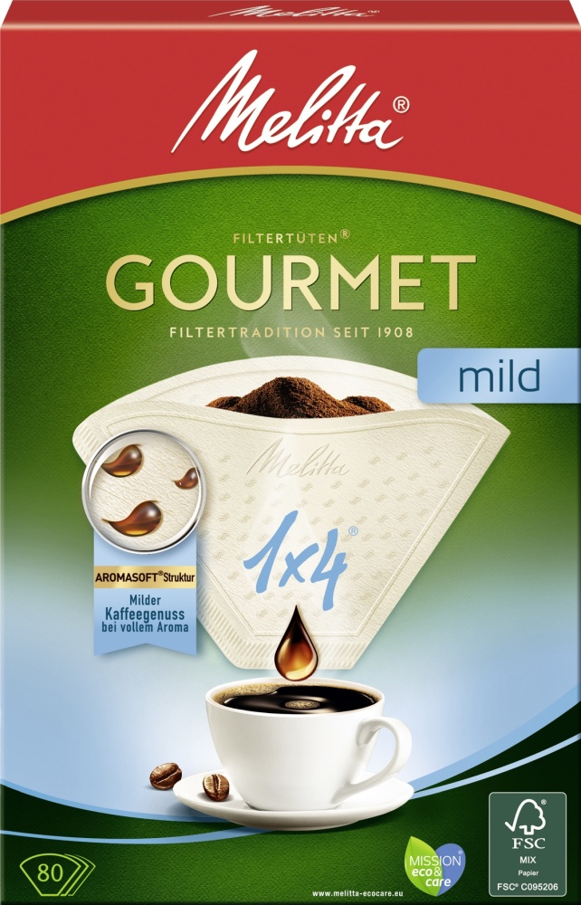 Melitta Filtertüten 1x4 80St Gourmet mild 80 Stück