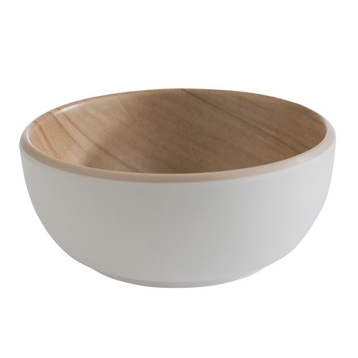 Schale "FRIDA" innen Holzoptik, außen weiß