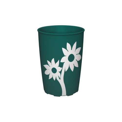 Ornamin Becher 820, 250ml petrol/weiß Blume