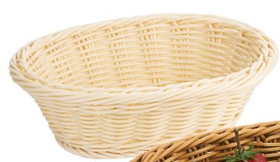 Korb, oval Rattan-Imitation, Geflecht, natur ganz aus Polypropylen, spülmaschinengeeignet, schwere Qualität Länge: 24 cm, Breite: 15 cm,