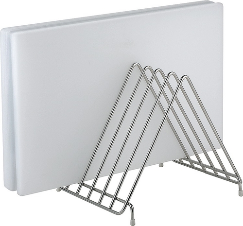 Schneidbrett-Ständer 27 x 31 cm, H: 28 cm Edelstahl für 6 Schneidbretter bis 25 mm spülmaschinengeeignet