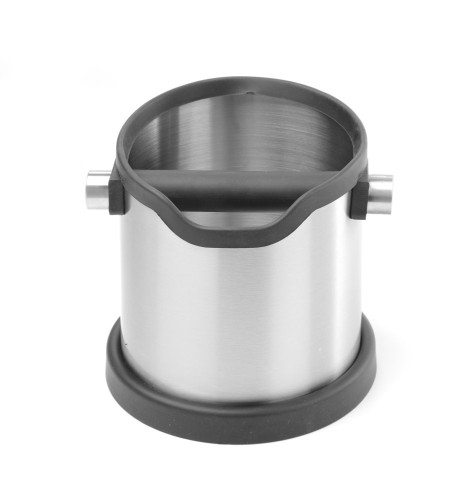 Abklopfbehälter rund für Kaffeesatz. Aus Edelstahl 201. Mit abnehmbarer Abklopfstange.