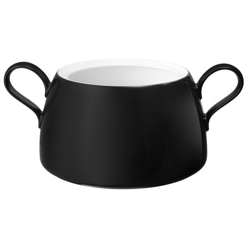 Seltmann Unterteil zur Schüssel mit Deckel, rund, Form: Life, Dekor: 25677 Fashion glamorous black, hohe Kantenschlagfestigkeit, Made in Germany