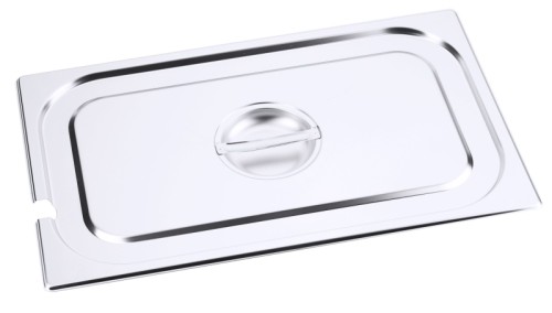 GN-Deckel mit Ausschnitt für Löffel für Serie 7000 und andere (siehe Beschreibung Deckel Serie 7511) aus Edelstahl 18/10, seidenmatt