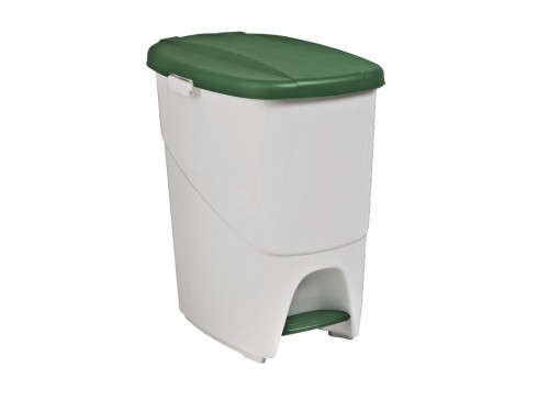 Treteimer mit grünem Deckel, Inhalt: 25 Liter, Maße: 25 x 40 x 41,5 cm, aus Polypropylen