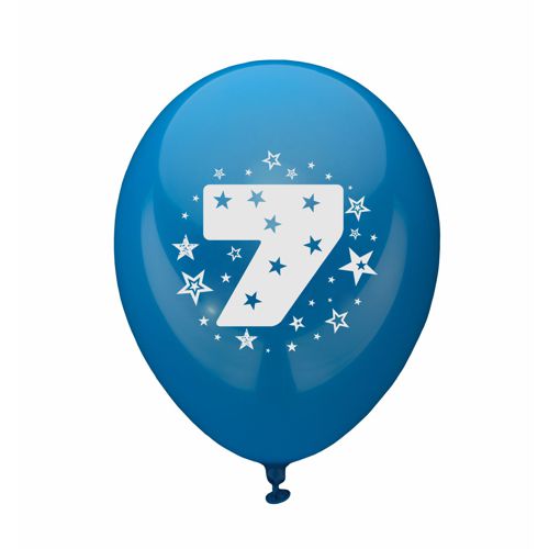 6 Zahlenluftballons Ø 25 cm farbig sortiert "7" von PAPSTAR