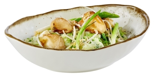 Schale -STONE ART- 28,5 x 21 cm, H: 7,5 cm, oval Melamin innen: Dekor, weiß Rand: braun außen: weiß 1,2 Liter