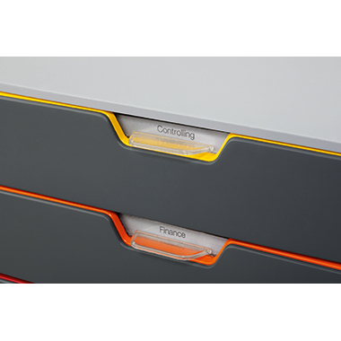 DURABLE Schubladenbox VARICOLOR® 5 DIN A4, DIN C4, Folio, Letter ABS Kunststoff Gehäusefarbe: grau Farbe der Schublade: grau/bunt 5 Schubfächer