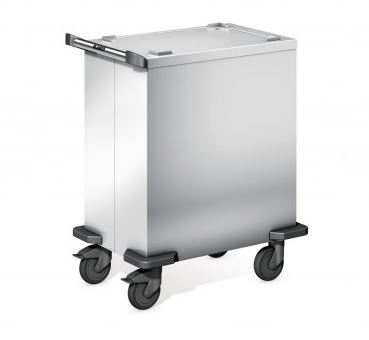 BLANCO Tablettspender aus rostfreiem Edelstahl, 4 Lenkrollen Ø 125 mm, davon 2 mit Feststeller, geschlossene Ausführung, Kapazität: ca. 100