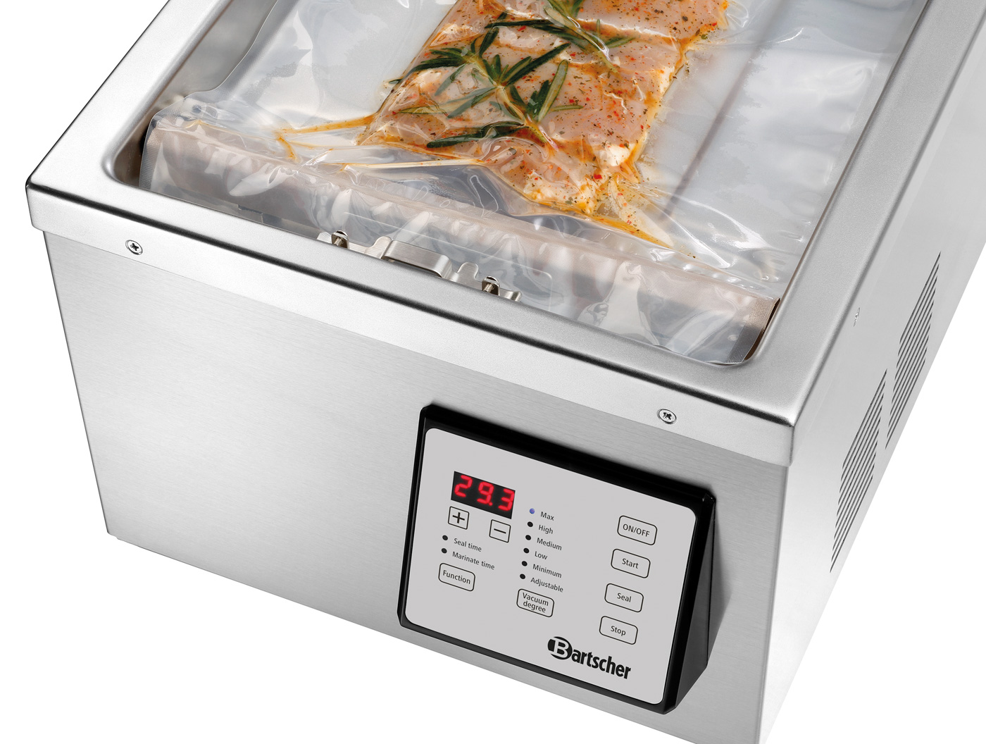 Bartscher Vakuum-Verpackungsmaschine 290/4 | Vakuumkontrolle: Elektronisch | Maße: 36 x 50 x 350 cm. Gewicht: 25 kg