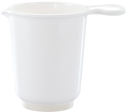 Rührkrug weiß, Inhalt: 1,2 Liter mit handlichem Knaufgriff, rutschfest durch Gummiring am Boden