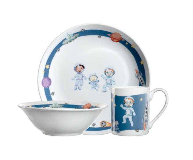Leonardo Bambini Kindergeschirr 3tlg. Motiv Weltall mikrowellen- und spülmaschinengeeignet