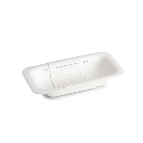 Spülbeckensieb, ausziehbar, Kunststoff, weiß. Länge: 360 mm. Breite: 200 mm. Höhe: 77 mm