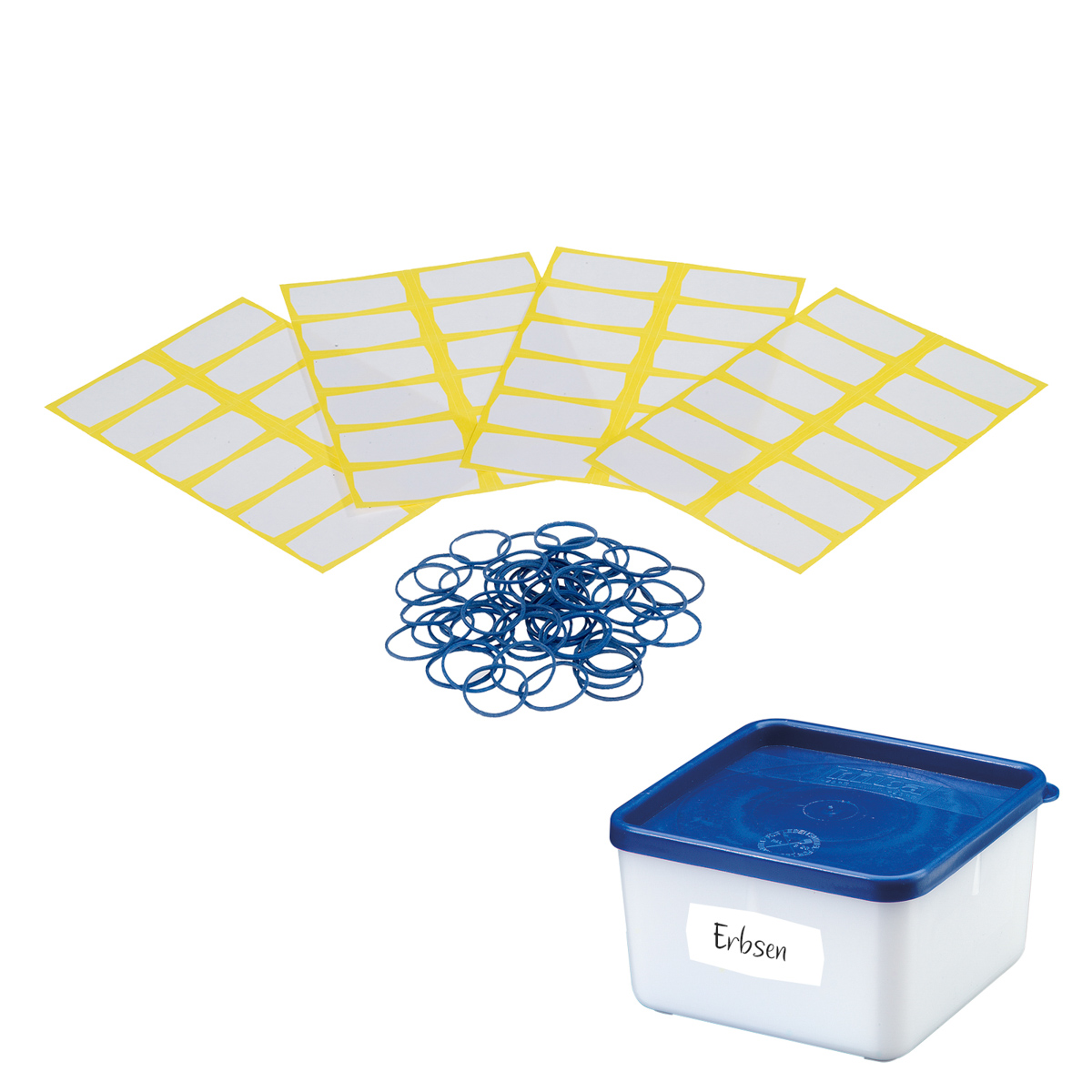 48 Gefriergutetiketten und Gummibänder