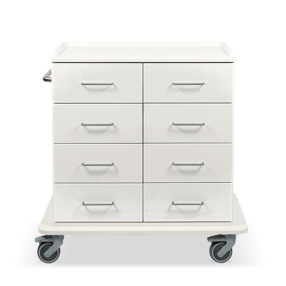 ETHERNASOLID® MULTICART Multifunktionswagen T23 mit 8 Schubladen und Schiebegriff, weiß