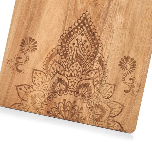 Schneide-/Servierbrett m. Print, Akazie. Länge: 400 mm. Breite: 290 mm. Höhe: 15 mm