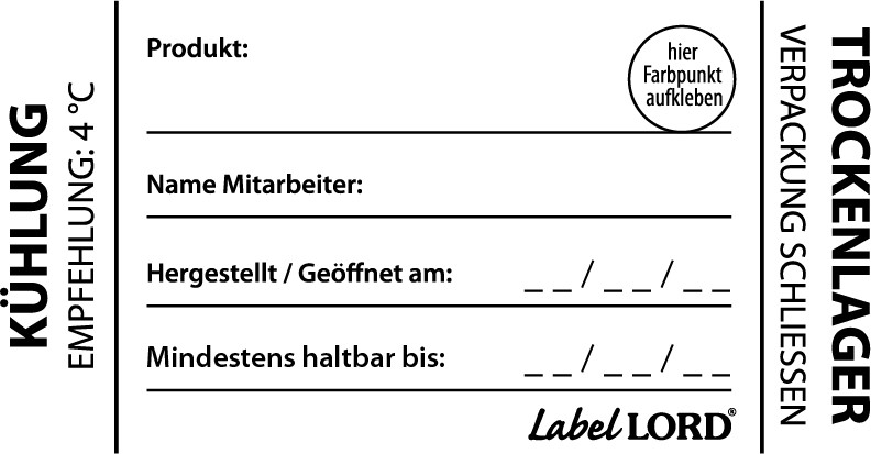 LabelLord Etiketten Kühlung-Trockenlager, Aqualabel, Rolle mit 250 Etiketten, abnehmbar