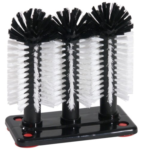 Gläserbürsten schwarze und weiße Borsten aus Polypropylen, auf stabiler Kunststoffplatte 19 x 10 cm, mit 4 Saugfüßen Durchmesser Bürste: 7