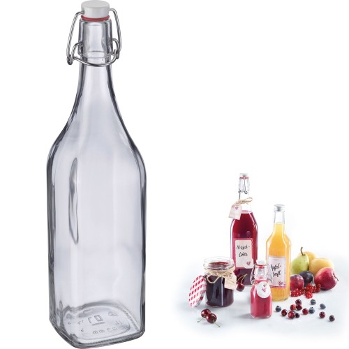 Westmark Bügelverschlussflasche eckig, 1 l, eckig