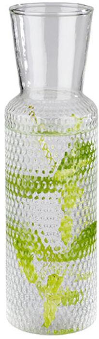 Glaskaraffe -DOTS- Ø 8 cm, H: 27 cm, 0,9 Liter Glas, Deckel aus Kork spülmaschinengeeignet zerbrechlich Farbe: Transparent
