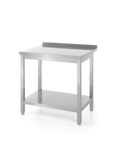 Wandarbeitstisch mit Aufkantung und Ablage - Tiefe 600 mm, HENDI, Kitchen Line, 800x600x(H)850mm