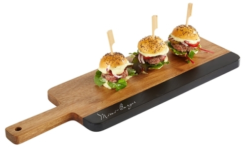 Contrast Servierbrett -AKAZIE SCHIEFER- 30,5 x 13 cm H: 1,5 cm Akazienholz, Naturschiefer