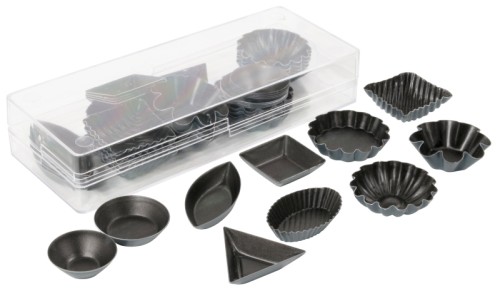 Antihaft-Petits-Fours-Set mit 50 St. in 10 verschiedenen Formen aus Stahl, beschichtet mit hochwertiger EXOPAN®- PTFE-