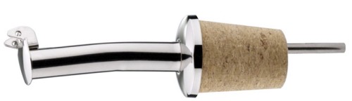 Flaschenausgießer mit Kläppchen aus Edelstahl 18/10, hochglänzend, mit Naturkork-Pfropfen geeignet für alle