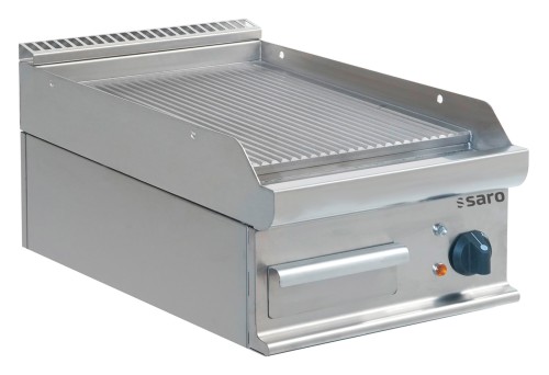 SARO Elektro-Griddleplatte Tisch Modell E7/KTE1BBR Made in Europe ´- Material: Edelstahl - Bratplatte gerillt - Edelstahl Spritzschutz an