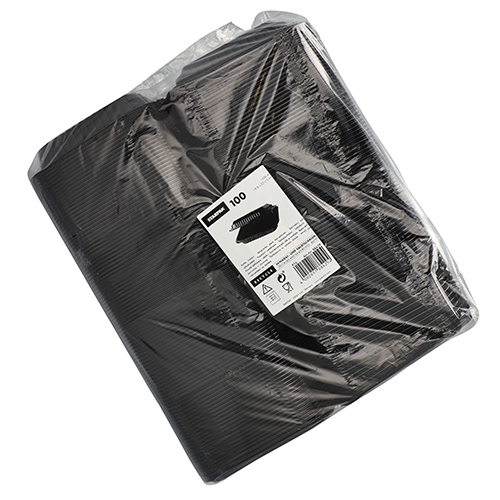 100 Feinkost- und Salatschalen mit Klappdeckeln, PET eckig 1600 ml 19,5 cm x 22 cm x 6 cm schwarz von Starpak