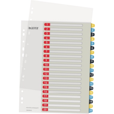 Leitz Zahlenregister Cosy DIN A4, Überbreite 1-20 Polypropylen mehrfarbig