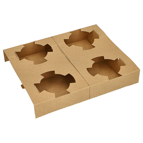 25 Tragetabletts, Pappe "pure" 3,6 cm x 19,8 cm x 24,1 cm braun für 4 Suppenbecher von PAPSTAR