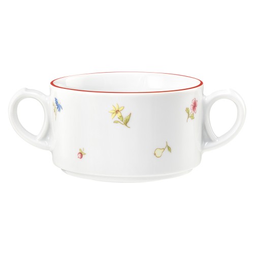 Seltmann Obere zur Suppentasse 0,30 l, rund, Form: Community, Dekor: 57388 Streublume rote Linie, hohe Kantenschlagfestigkeit, Made in