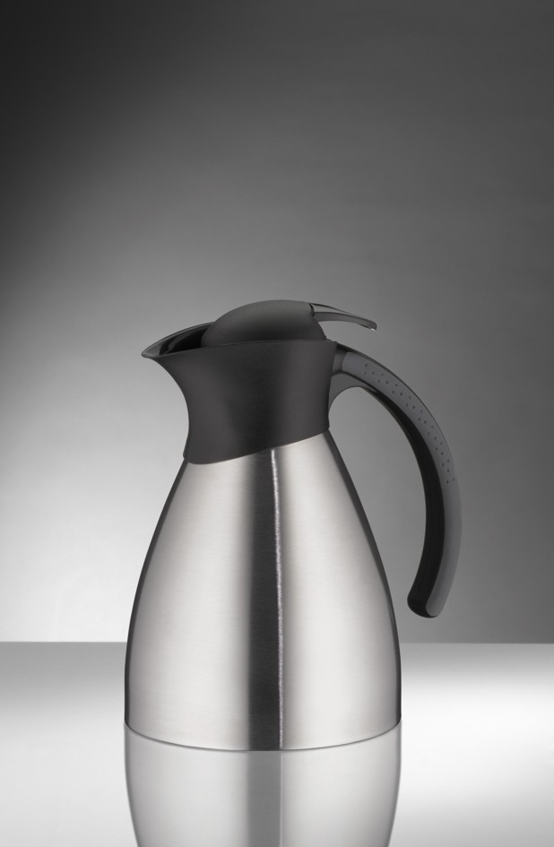 alfi Isolierkanne Bono TT 1,0 l satin finish. TopTherm VAKUUM-EDELSTAHLKÖRPER - Ausgieß-System Kunststoff , schwarz