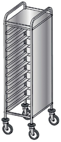 ETERNASOLID® Tablettwagen 10 GN, 3 Seiten + oben Verkleidung Edelstahl
