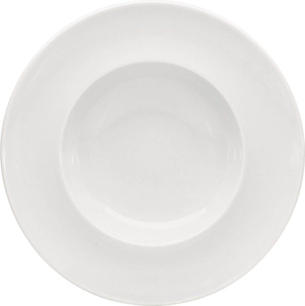 Bauscher Teller tief ENJOY, mit Fahne, Durchmesser: 240 mm, Höhe: 46 mm, in der Farbe uni weiss.