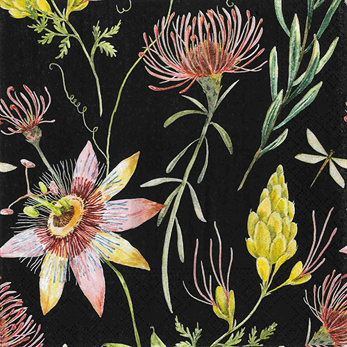 20 Servietten, 3-lagig 1/4-Falz 33 cm x 33 cm "Flowers" von PAPSTAR