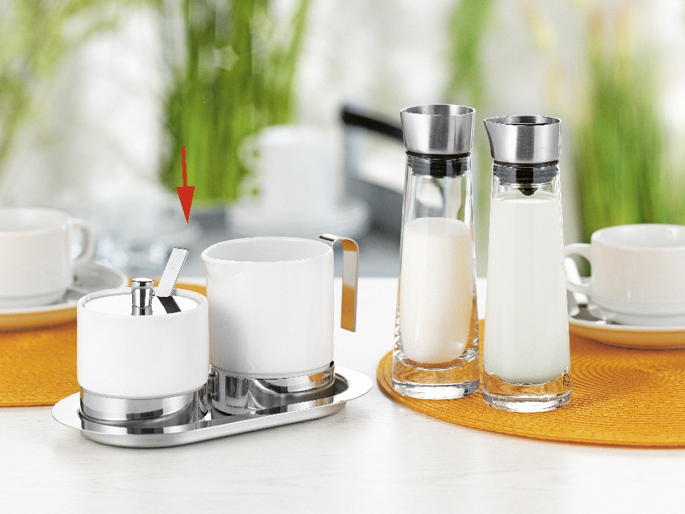 5-teiliges Zucker- und Sahneset ADAM, aus weißem Porzellan und Edelstahl