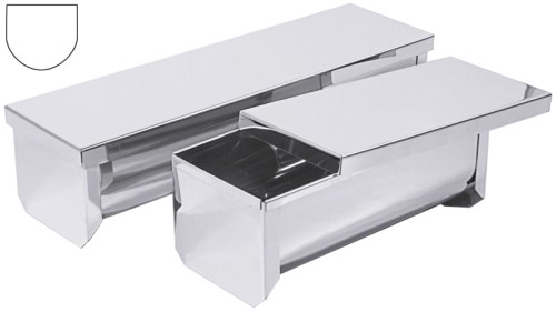 Terrinen- / Parfaitform aus Edelstahl 18/0, hochglänzend, halbrunde Form, mit Deckel Länge: 18 cm, Breite: 7,5 cm, Höhe: 7 cm,