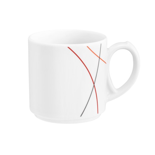Seltmann Becher mit Henkel 0,28 l, rund, Form: Community, Dekor: 57402 Red Line, hohe Kantenschlagfestigkeit, Made in Germany