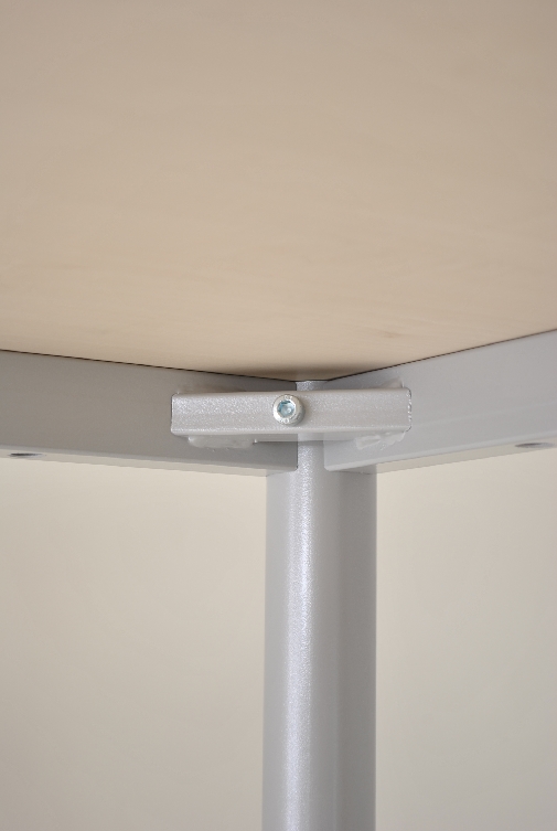 Schreib-/Besprechungstisch KREFELD, Größe: 160 x 80 cm, Höhe: 75 cm, Farbe: lichtgrau, Metallgestell: silbergrau,