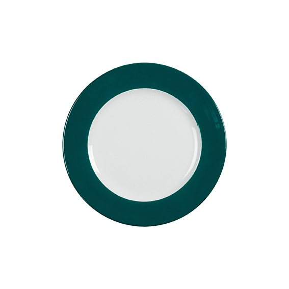 Teller flach 20 cm - Form: Table Selection - Dekor 79933 türkisgrün - aus Porzellan.