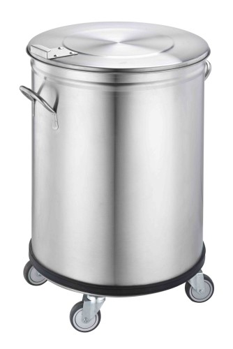 SARO Abfallbehälter auf Räder Modell ME 90 - Edelstahl-Abfallbehälter auf Rädern ohne Pedal. - Abnehmbare Deckel - Material: Edelstahl 201