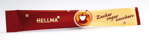 Hellma Zuckersticks, Inhalt: 1.000 Stück à 4 g je Karton. Mindesthaltbarkeit: ca. 14 Wochen.