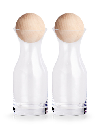 Glaskaraffen-Set m. Holzkugel, 2-tlg., 250 ml. Ø: 65 mm. Höhe: 185 mm.