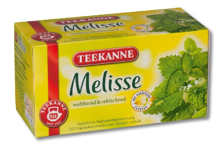 Teekanne MELISSE - wohltuend und erfrischend. Tassenportion mit Papierumhüllung Inhalt: 20 Beutel