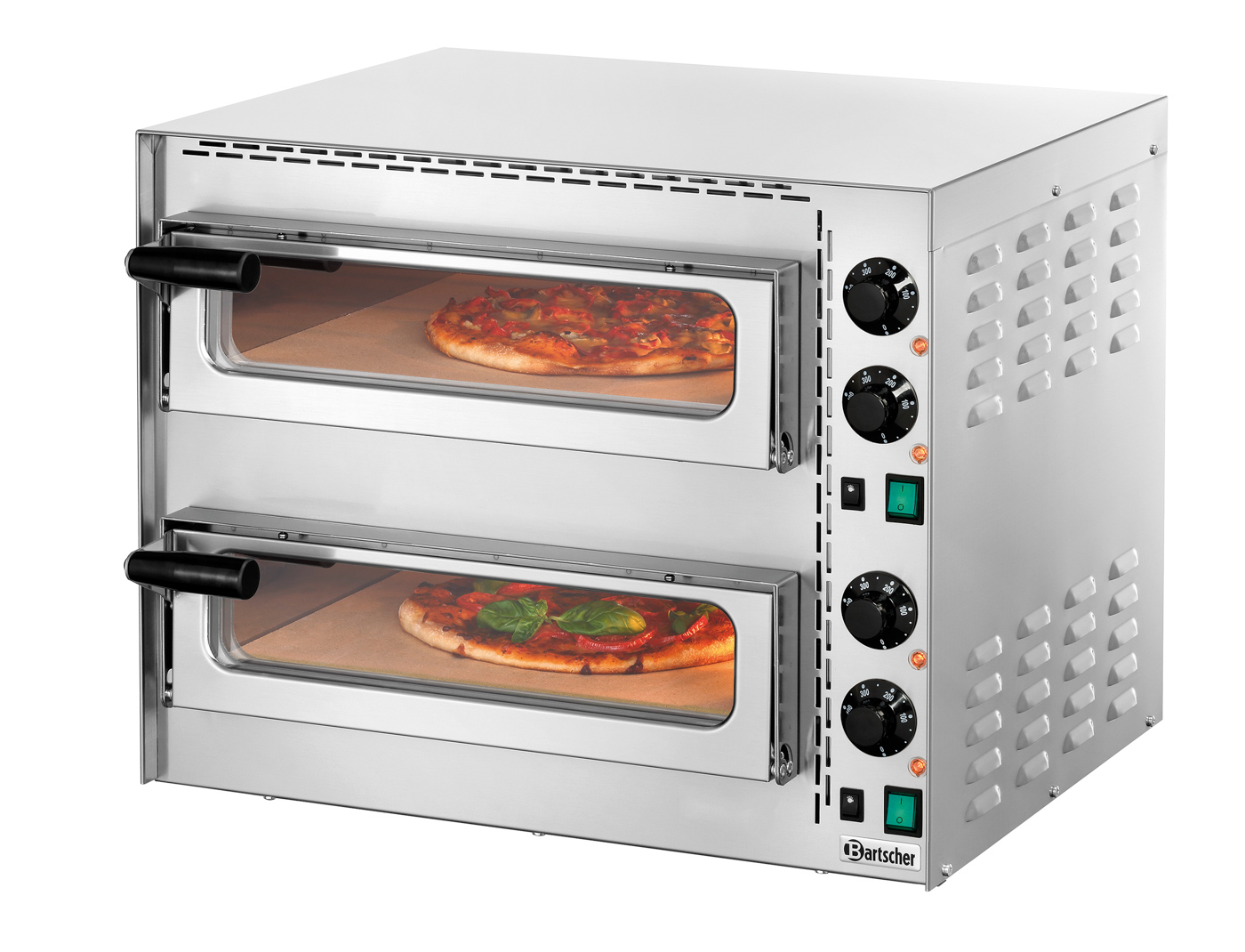 Bartscher Pizzabackofen "Mini Plus 2" | Spannung:230 V | Maße: 57 x 55 x 47,5 cm. Gewicht: 41,8 kg