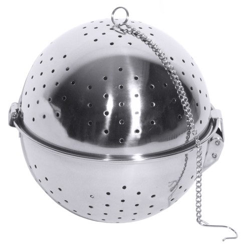 Teekugel, groß aus Edelstahl 18/10, hochglänzend poliert Durchmesser: 15 cm