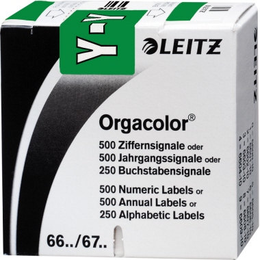 Leitz Buchstabensignal Orgacolor® Orgacolor Registratursysteme Y selbstklebend Kunstdruckpapier dunkelgrün
