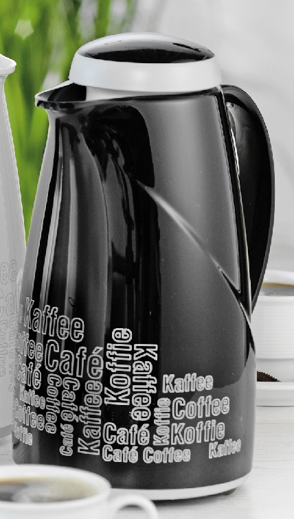 Helios Isolierkanne Wave COFFEEBREAK, Inhalt: 1,0Liter, Farbe: schwarz, mit Aufdruck >>Kaffee